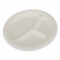 Sct ChampWare Heavyweight Bagasse Dinnerware, Plate, 3-Compartment, 9 in. dia, White, 500PK SCH 18143